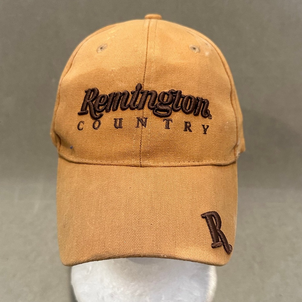 Remington Country Tan Canvas Baseball Cap Hat Brown Embroidered Logo Adjustable